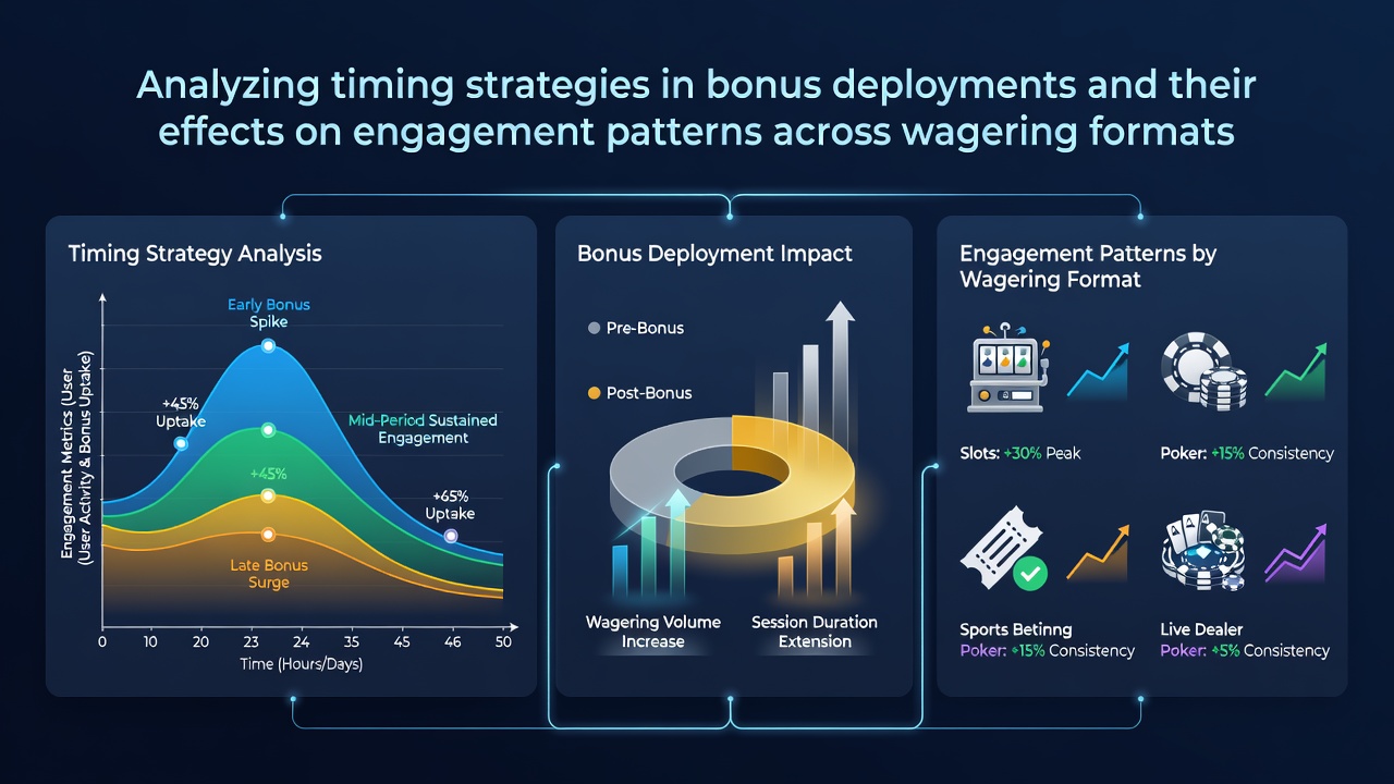 Chart displaying bonus deployment timings alongside engagement metrics across sports and casino wagering platforms
