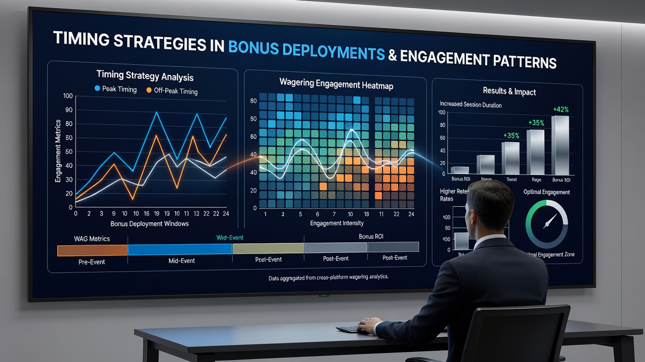 Infographic comparing engagement curves for pre-event, live-event, and post-event bonus releases across different wagering formats