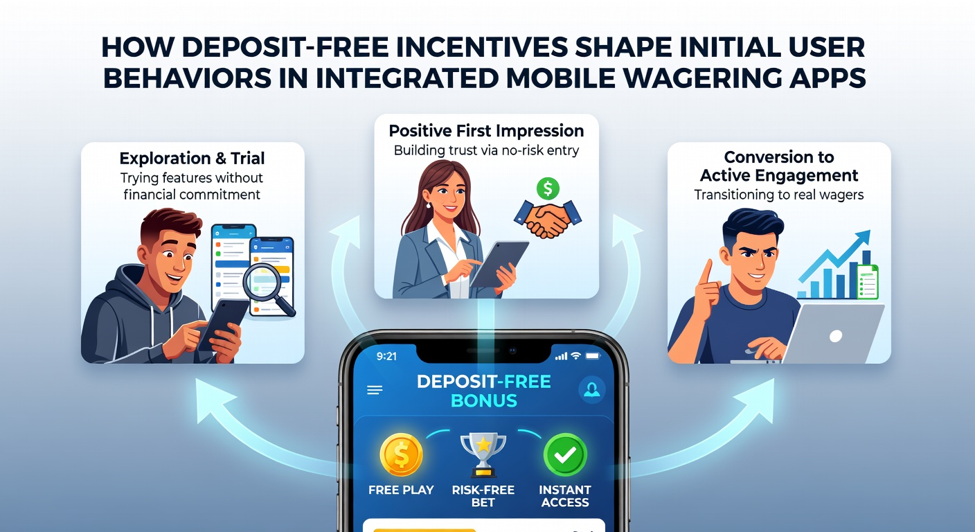 Mobile wagering app screen displaying a deposit-free bonus promotion with sports and casino sections highlighted