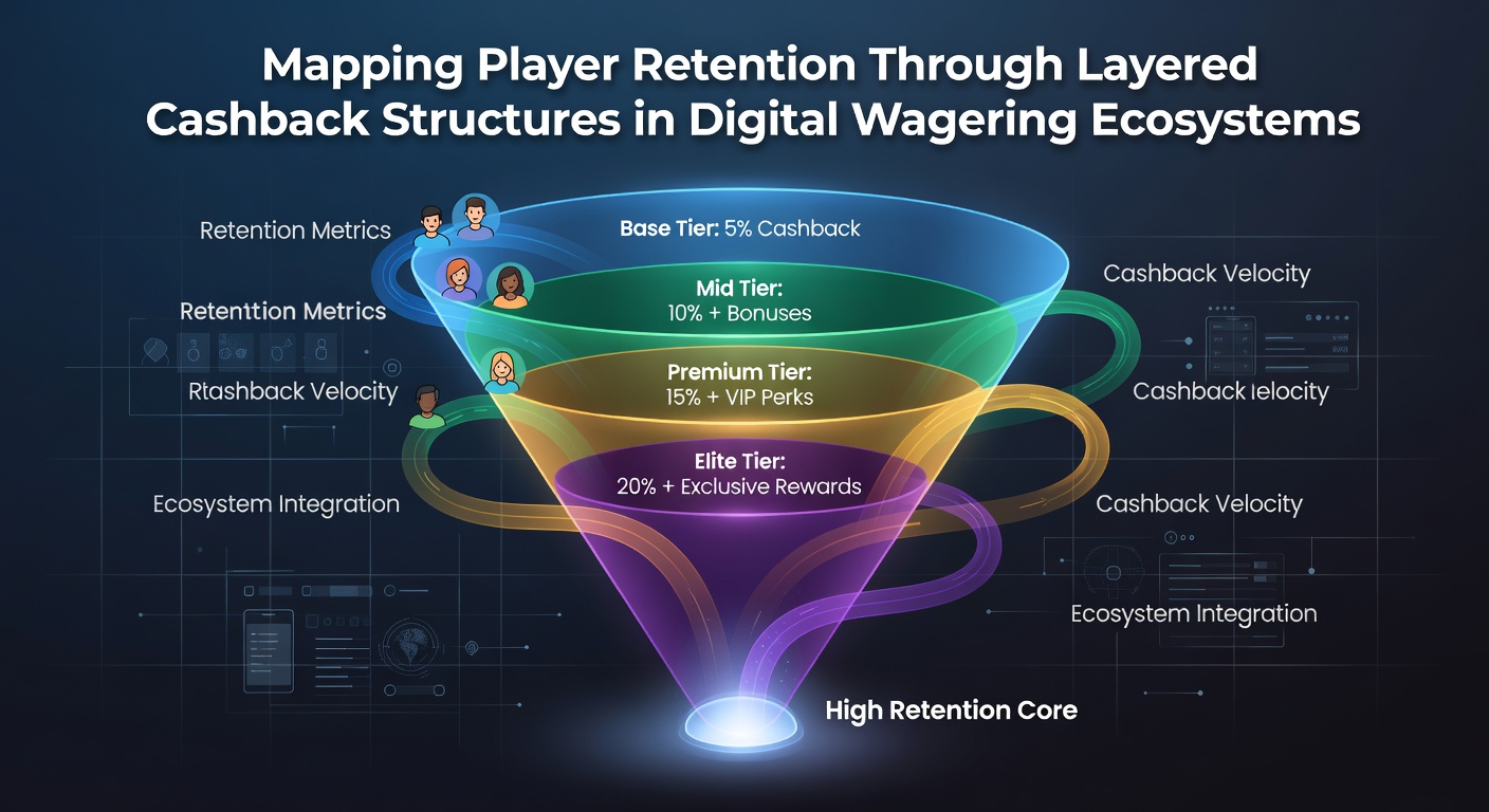Analytics dashboard screenshot illustrating player retention curves tied to cashback tiers
