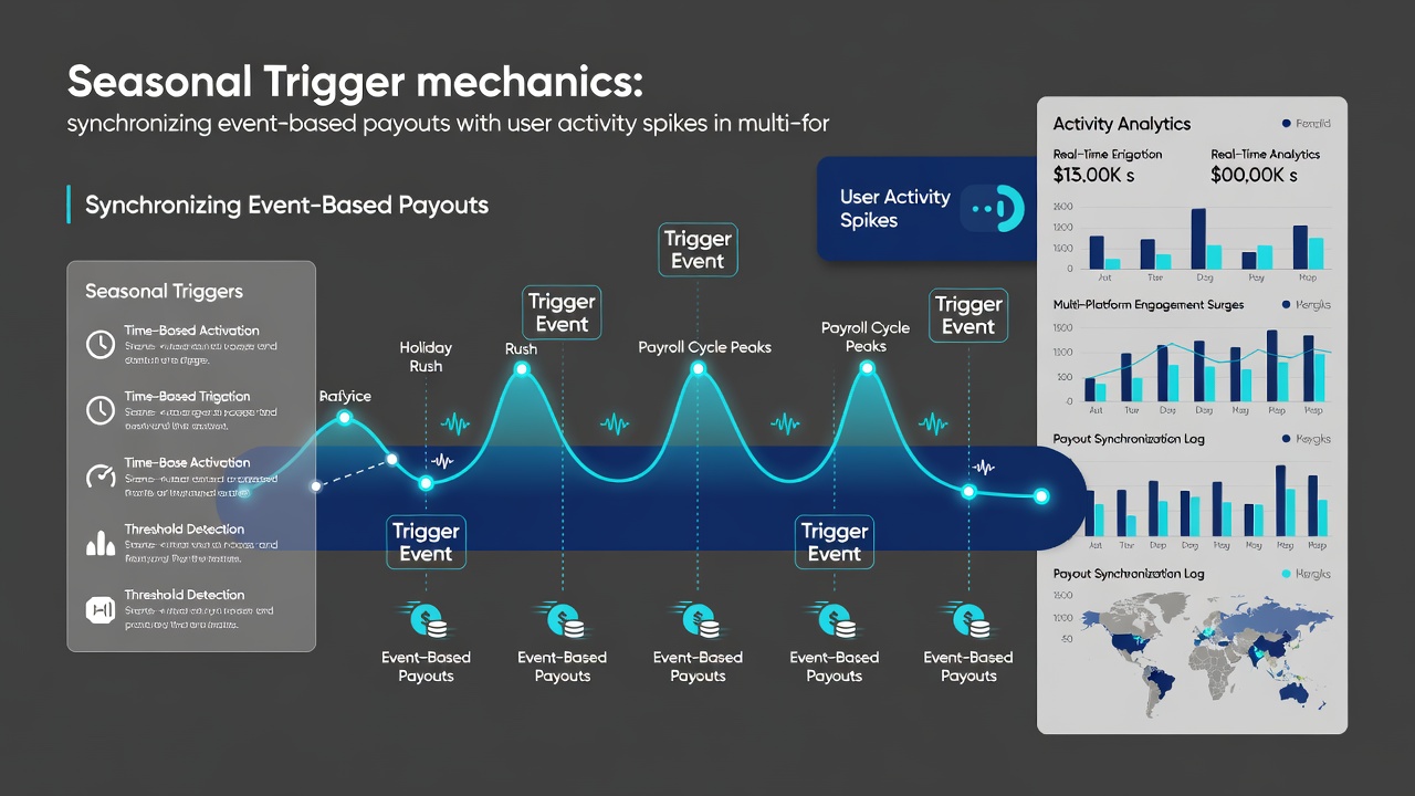 Diagram depicting technical synchronization of payout triggers across sports and casino formats during activity peaks